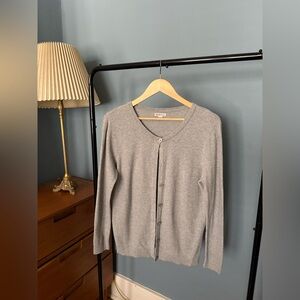 Light Gray Button-Up Cotton Cardigan